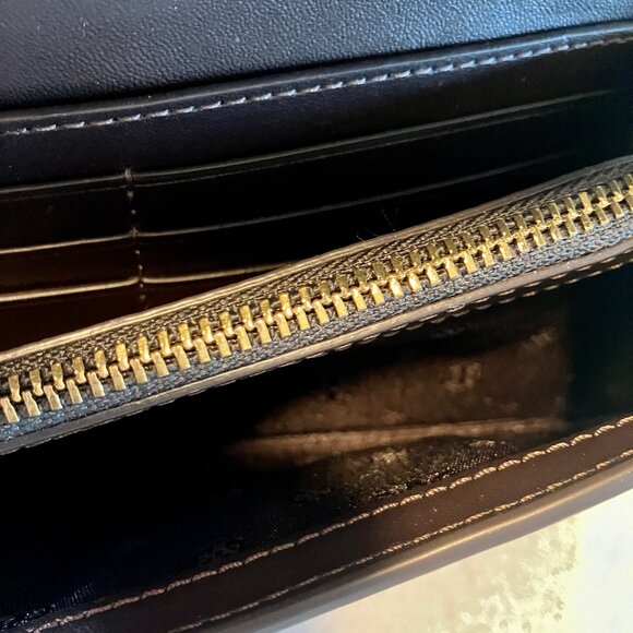 TORY BURCH Britten Woven Flap Wallet Wristlet - Deep Brown - Picture 6 of 15